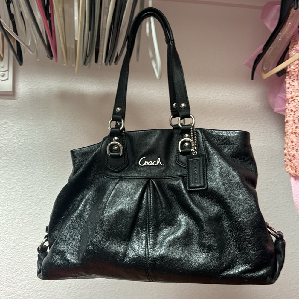 Black leather coach purse - Picture 5 of 5